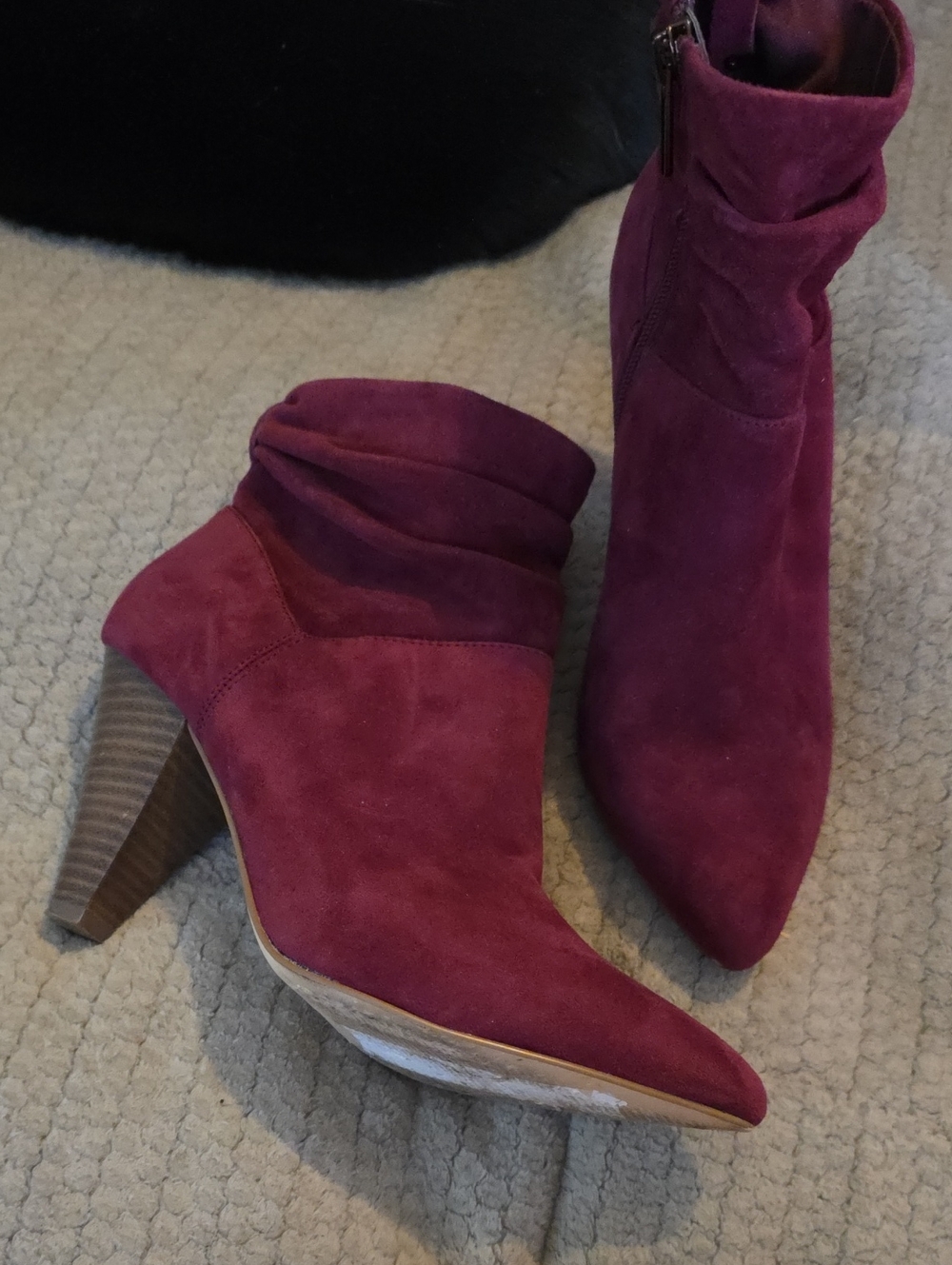 Bleeker & Bond Women's Suede Pointed-Toe Ankle Boots - Burgundy